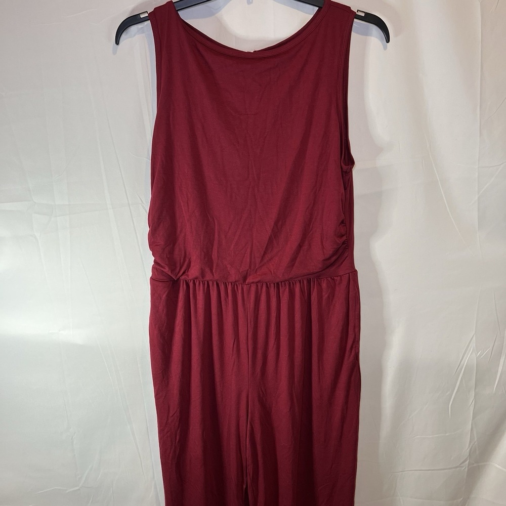 NWT Womens‎ XL Pretty Garden Red Wide Leg Jumper One Piece Pants Romper Maroon